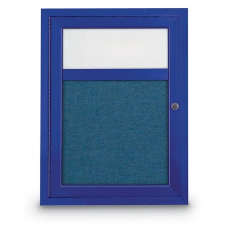 United Visual Products Slim Enclosed Corkboard, 30"x30", White Alum Frame/Cinnabar UVEB3030-WHITE-CINNABA